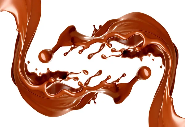 Всплеск шоколада на белом фоне. 3d иллюстрации, 3d r — стоковое фото