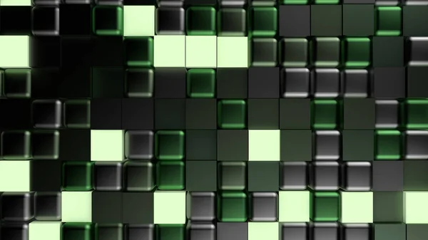 Green black metallic background with hexagons. 3d illustration, 3d rendering.