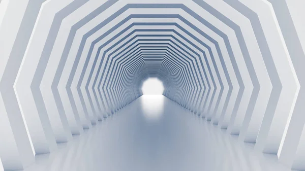白いトンネルと光。3Dイラスト, 3Dレンダリング. — ストック写真