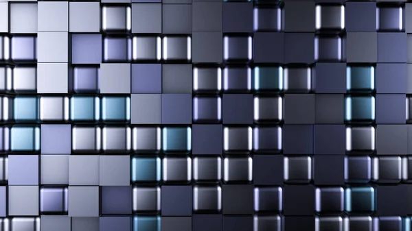 Blue black metallic background with hexagons. 3d illustration, 3d rendering.