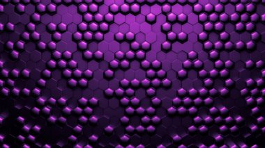 Altıgenli mor metalik arka plan. 3d illüstrasyon, 3d canlandırma.
