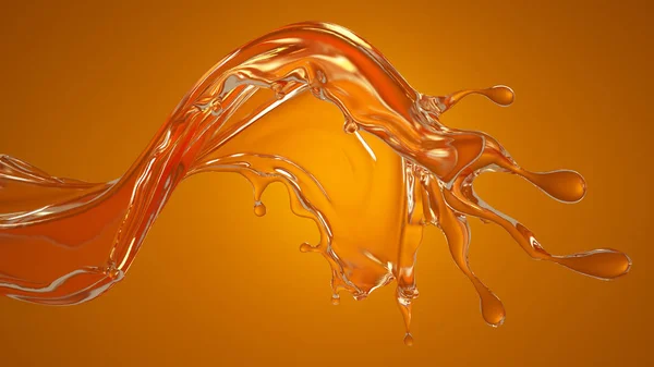 Красивый оранжевый фон с плеском апельсинового сока. 3d il — стоковое фото