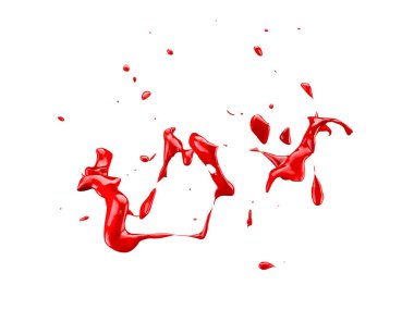 Kırmızı boya lekeleri beyaz arka planda izole edilir. 3D ima