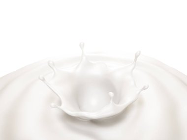 Bir tutam süt. 3d illüstrasyon, 3d canlandırma.