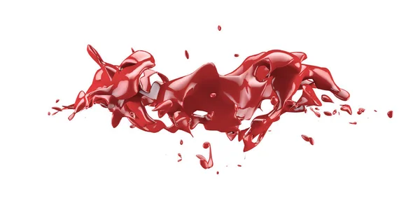 Os respingos de tinta vermelha são isolados por um fundo branco. 3d ima — Fotografia de Stock