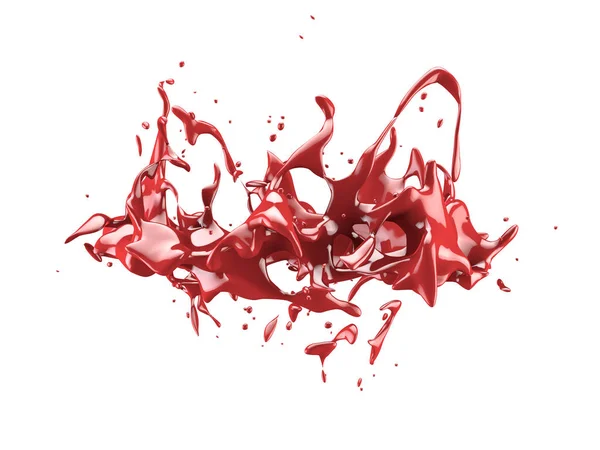 Rote Farbspritzer werden von einem weißen Hintergrund isoliert. 3d ima — Stockfoto
