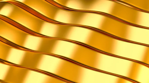 Piękne złote tło z gładkimi liniami. Ilustracja 3D, renderowanie 3D. — Zdjęcie stockowe