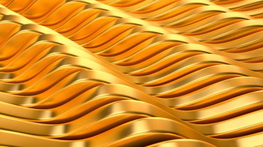 Pürüzsüz hatları olan güzel altın bir arka plan. 3d illüstrasyon, 3d canlandırma.