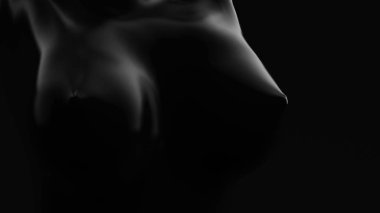 Güzel bir siyah arka plan ve bir kız. 3d illüstrasyon, 3d canlandırma