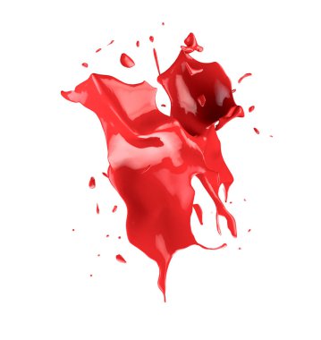 Kırmızı boya lekeleri beyaz arka planda izole edilir. 3D ima
