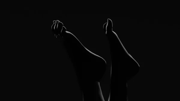Hermoso fondo negro con chica. ilustración 3d, renderizado 3d — Foto de Stock