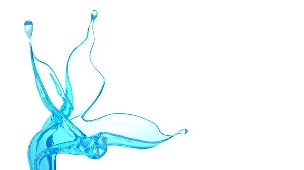 Isolierte Wasserspritzer Blume auf weißem Hintergrund. 3D-Illustrationen — Stockfoto