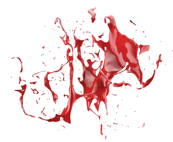 Splashes of red paint are isolated by a white background. 3d image, 3d rendering. — Stock Photo, Image