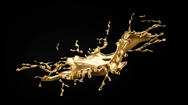 A splash of gold. 3d illustration, 3d rendering. — 스톡 사진