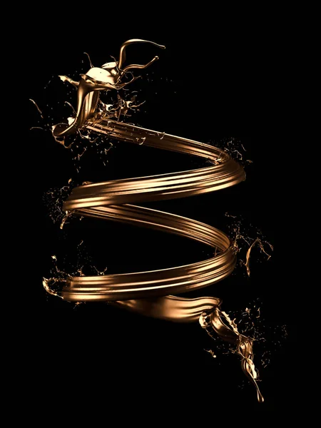 Misterioso, belo, luxuoso salpico de ouro. Ilustração 3d, renderização 3d . — Fotografia de Stock