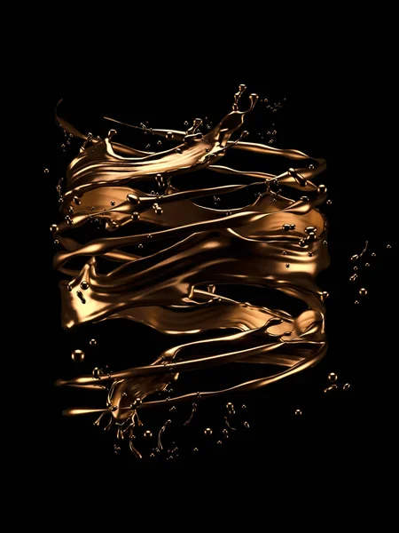 神秘的な、美しい、豪華な金のスプラッシュ。3Dイラスト, 3Dレンダリング. — ストック写真