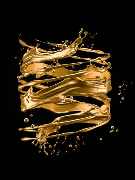 Ein Spritzer Gold. 3D Illustration, 3D Rendering. — Stockfoto