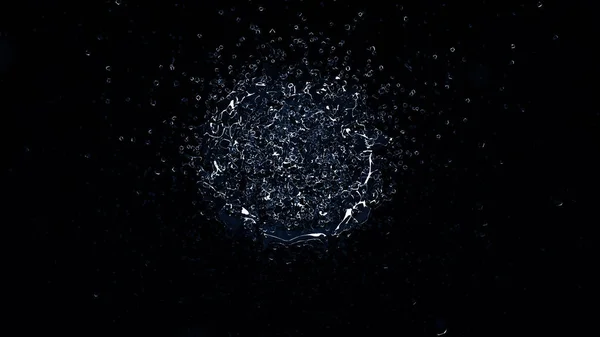 Beautiful splash of water isolated on a black background. 3d illustration, 3d rendering.
