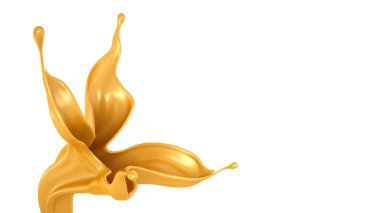 Karamelli karamelli çiçek sıçraması. 3d illüstrasyon, 3d canlandırma.