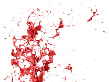 Kırmızı boya lekeleri beyaz arka planda izole edilir. 3D ima