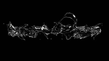 Güzel bir siyah arka plan üzerine izole su sıçrama. 3D hasta