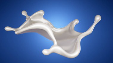 Bir tutam süt. 3d illüstrasyon, 3d canlandırma.