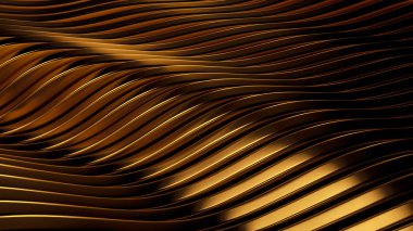 Pürüzsüz hatları olan güzel altın bir arka plan. 3d illüstrasyon, 