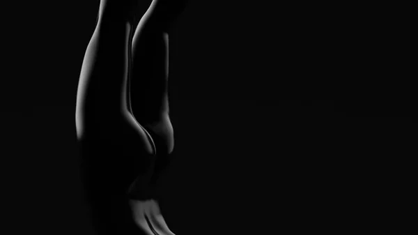 Beau fond noir avec fille. Illustration 3d, rendu 3d — Photo