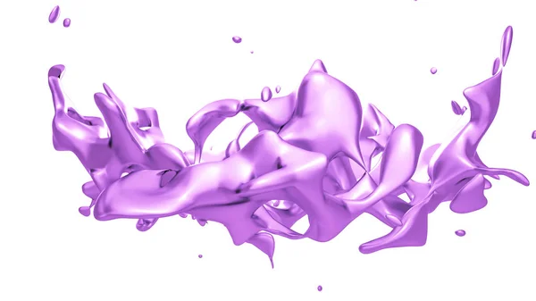 白色背景上孤立的紫色油漆飞溅. 3d疾病 — 图库照片
