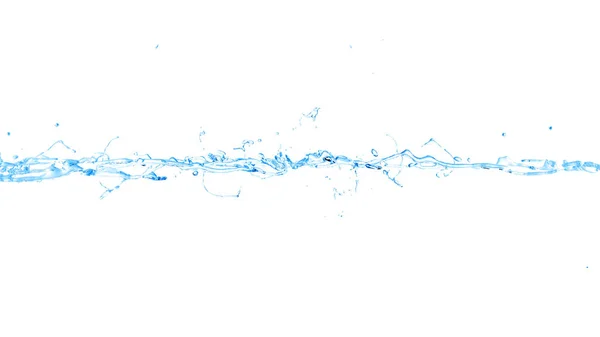 Изолированный горизонтальный поток воды на белом фоне. Сплас — стоковое фото