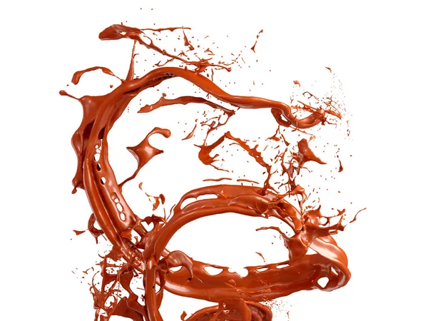 Isolated chocolate splash on a white background. 3d illustration — Stock Photo, Image