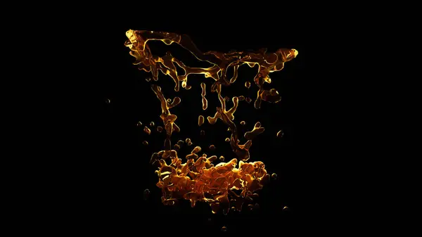 Geïsoleerde transparant geel-oranje spuit water op een zwarte backg — Stockfoto