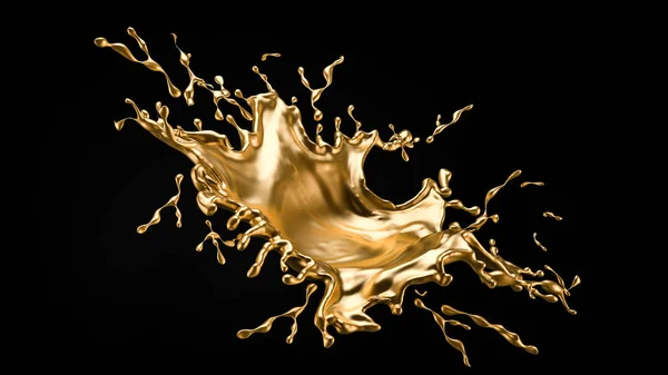 A splash of gold. 3d illustration, 3d rendering. — 스톡 사진