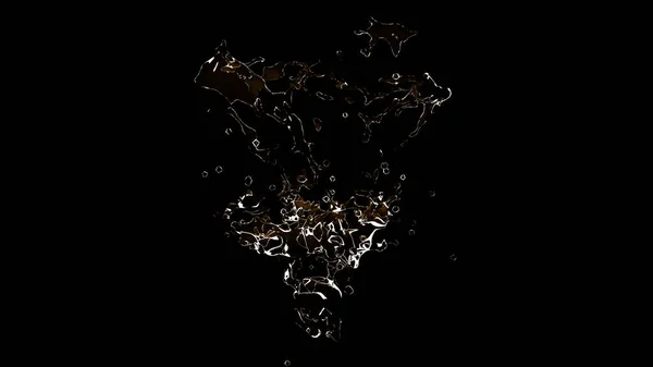 Krásný šplouchání vody izolovaných na černém pozadí. 3D špatně — Stock fotografie