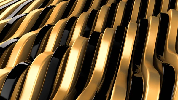 Elegante sfondo nero con linee d'oro. Illustrazione 3d, rendering 3d . — Foto Stock