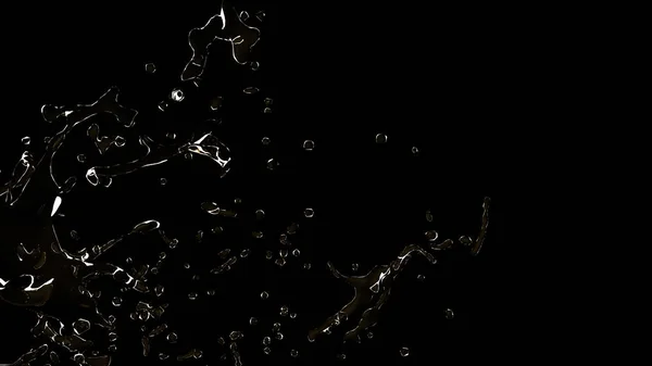 美丽飞溅的水分离在黑色背景上。3d 的坏话 — 图库照片