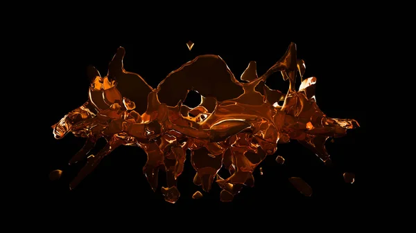 Siyah bir backg izole şeffaf sarı-turuncu splash su — Stok fotoğraf