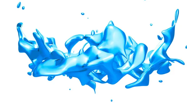 Vereinzelte blaue Farbspritzer auf weißem Hintergrund. — Stockfoto