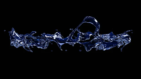 Belo respingo de água isolado em um fundo preto. Ilustração 3d, renderização 3d . — Fotografia de Stock