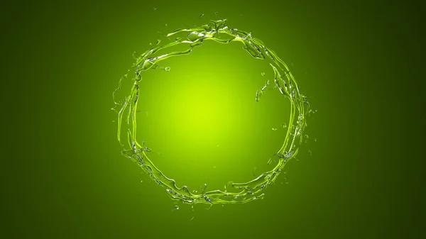 Ring of water green. Splash, the flow of water, liquid, drop, white.