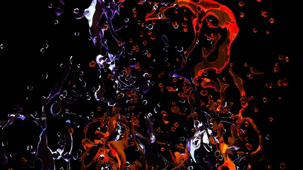 Bella spruzzata d'acqua isolata su uno sfondo nero. Illustrazione 3d, rendering 3d . — Foto Stock