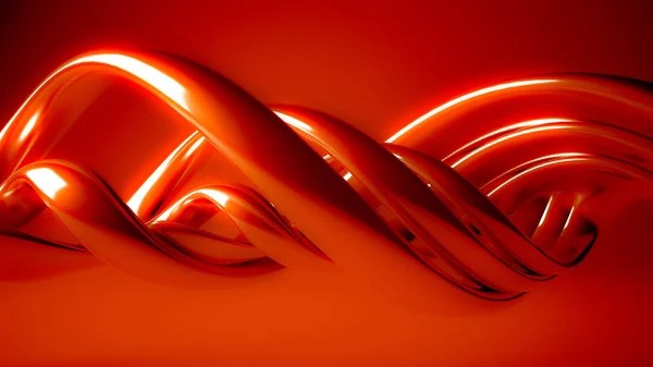3 차원 모양 및 파도 함께 아름 다운 붉은 완벽 한 배경. 3d 그림, 3 차원 렌더링. — 스톡 사진