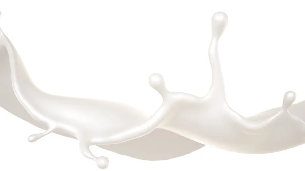 İzole splash süt. 3D Resim, 3d render. — Stok fotoğraf