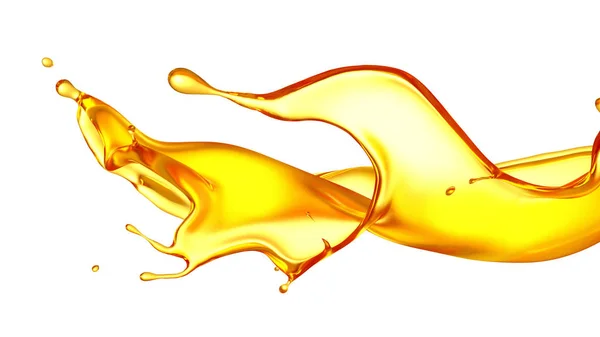 Splash χυμό πορτοκάλι απομονωμένο λευκό φόντο. 3D εικονογράφηση, — Φωτογραφία Αρχείου