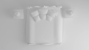 Güzel bir yatak odası. 3d illüstrasyon, 3d canlandırma.