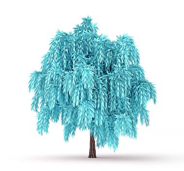 Sonbahar elementi, beyaz arka planda turuncu izole ağaç. 3d