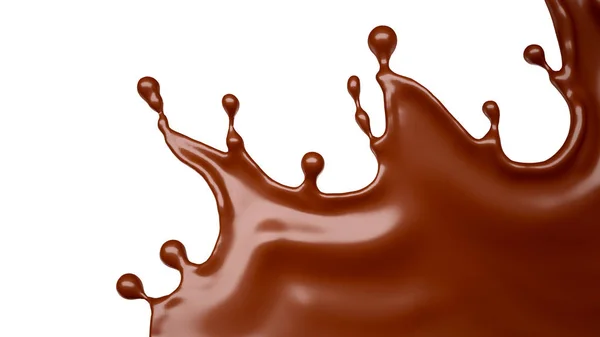 Gustoso, dolce spruzzata di cioccolato isolato. Illustrazione 3d, 3d rend — Foto Stock