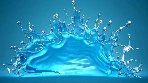Plusk wody. ilustracja 3D, 3d renderowania. — Zdjęcie stockowe