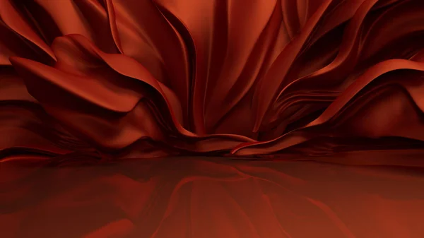 Lyxiga abstrakt röd bakgrund med växande vävnad i studion och reflektion — Stockfoto
