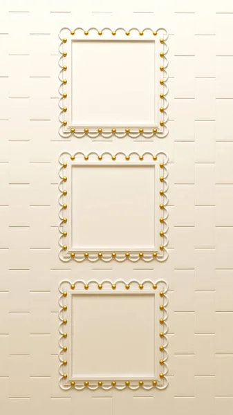 Witte achtergrond met interieur drieluik frames op de muur — Stockfoto